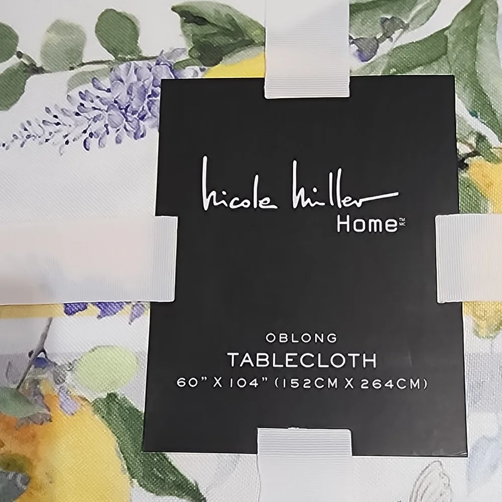 Nicole Miller Home Lemons And Flowers Shabby‎ Chic Tablecloth 60x104 Oblong